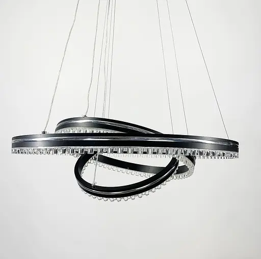 Черная LED люстра на 3 кольца с хромированной полоской Line.F A 55060/3P BK+CR - фото 1