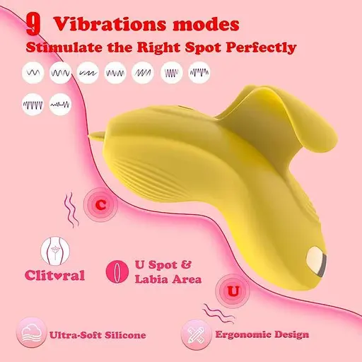 Кліторальний смарт-вібратор Love Spouse силіконовий з акумулятором для жінок 71 мм жовтий - фото 2