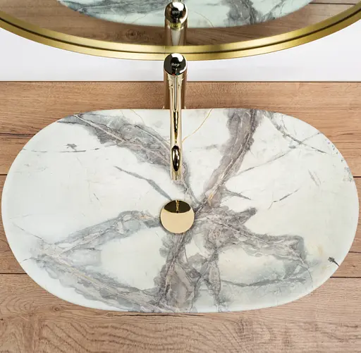 Умивальник Rea Royal sand mat накладний мармур REA-U6502, Мармур - фото 5