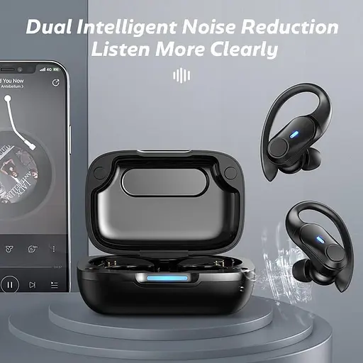 Спортивні бездротові Bluetooth навушники TWS T59, з індикатором заряду і кнопками управління та LED-дисплеєм - фото 4