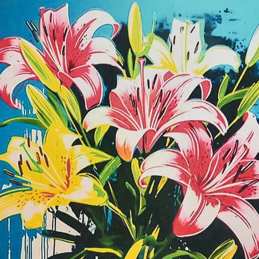 Алмазна мозаїка Лілії в блакитній тиші Strateg HEE16315 30х30 см - фото 1