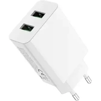 Мережевий зарядний пристрій XO L119 (EU) dual USB-A QC18W fast charging charger Білий - фото 1