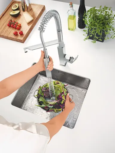 Змішувач для кухні з силіконовим виливом Grohe Eurocube 31395DC0, Нержавіюча сталь - фото 4