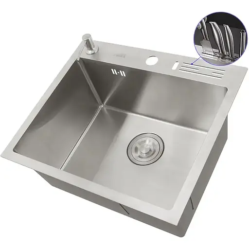 Накладная мойка для кухни Nett NS-5245 из нержавейки 45 см - фото 3