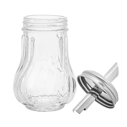 Дозатор для цукру цукорниця скляна 200 мл (висота 13.5 см), Kitchen Master Прозорий 85728 - фото 4
