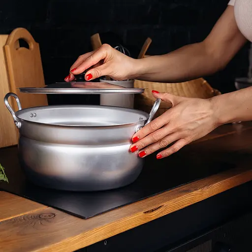 Каструля сферична матова алюмінієва з кришкою 1.6 л, Interos Сірий 86212 - фото 3