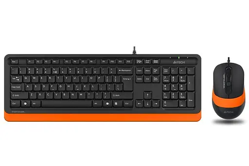 Комплект A4Tech Fstyler Sleek Multimedia Comfort F1010, Black/Orange, клавиатура+мышь, USB (F1010-BO)