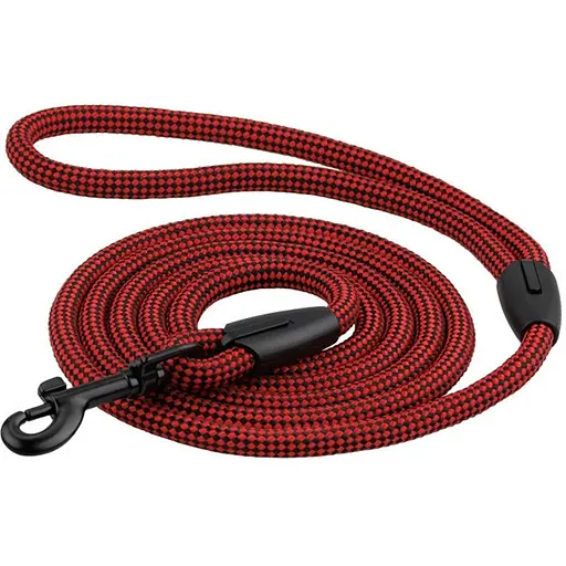 Поводок для собак Barksi Active 183х0.9 см из альпинистского шнура черно-красный - фото 1
