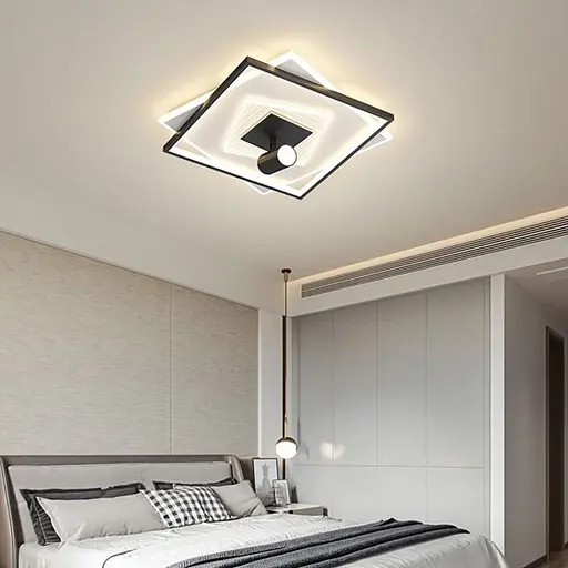 Потолочная LED люстра в черно-белом корпусе Line.F MJ 51-500*500 BK+WT - фото 1