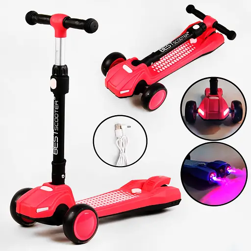 Самокат Best Scooter 60х16х67-79 см Червоний 000231316 - фото 2