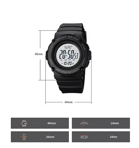 Спортивний наручний годинник Skmei 1957 (Чорний з білим циферблатом) - фото 9