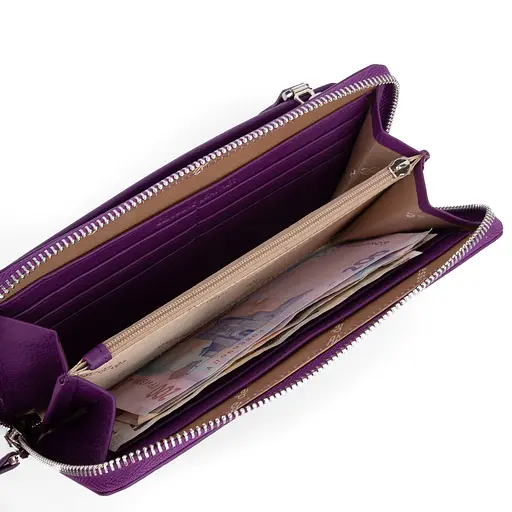 Гаманець-клатч жіночий шкіряний De Esse LC14238-GD146 з ручкою фіолетовий - фото 2