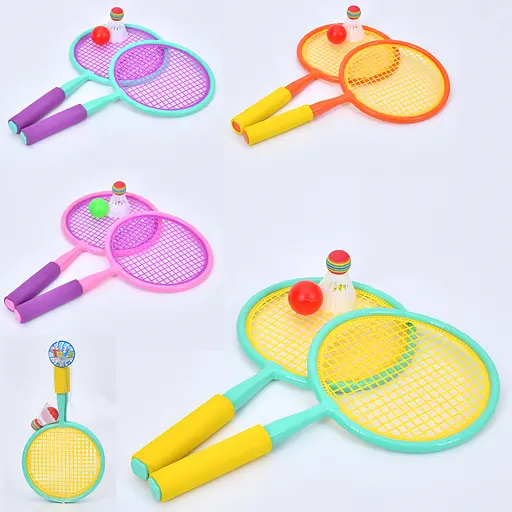 Набір дитячих ракеток MR1403, 2 шт. 45 см, ручка EVA, м’яч, волан, у сітці (В асортименті) - фото 2