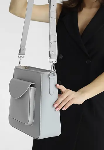 Жіноча шкіряна сумка Stella сіра - фото 4