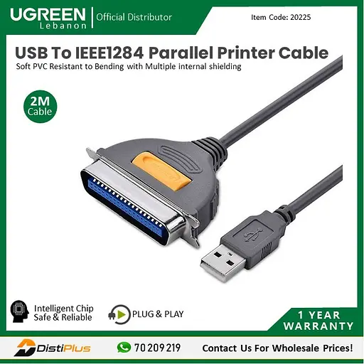 Кабель UGREEN USB to IEEE1284 Parallel Printer Cable 2 м 20225 - фото 2
