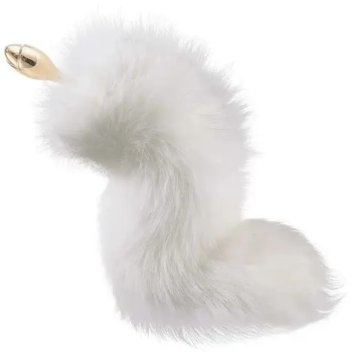 Металлическая анальная пробка Лисьий хвост Lockink Sevanda White Fox-Tail Anal Rose-shape Plug