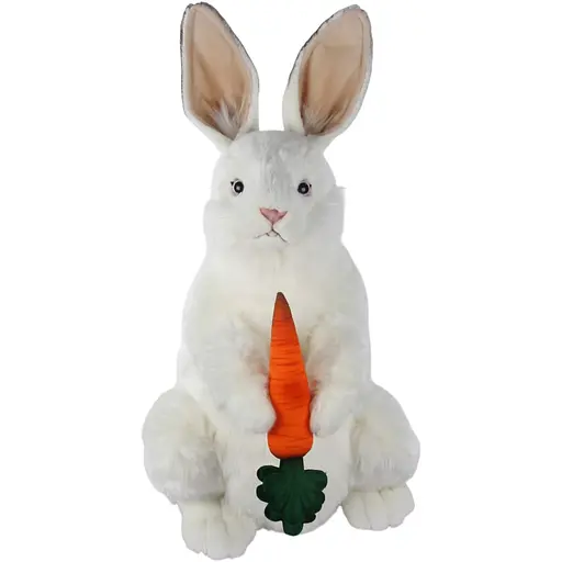 Анімована м'яка іграшка Hansa Білий кролик з морквиною 50 см (0738)