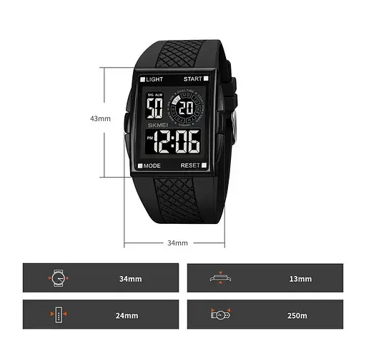Мужские наручные кварцевые часы Skmei 1967 (Черные с черным) - фото 9