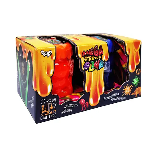 Вязкая масса Mega Stretch Slime, 2 банки, украинская/русская, Danko Toys