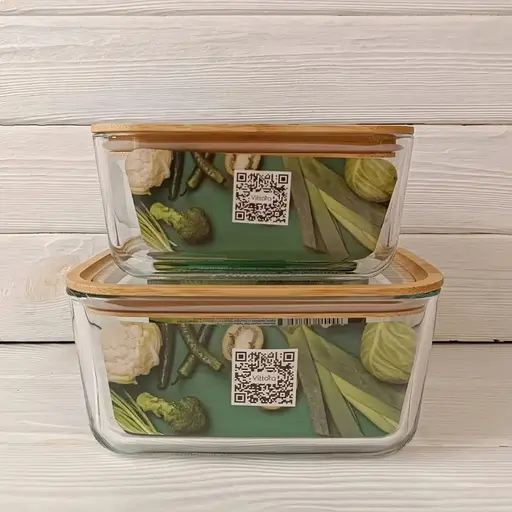 Харчовий контейнер Vittora скляний і скляною дерев'яною 1380 мл VT-8613 (135686) - фото 4