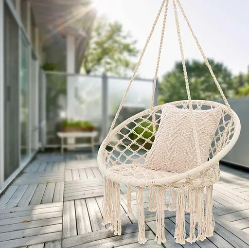 Гойдалка підвісна гніздо лелеки для дачі та саду Бежевий - фото 3