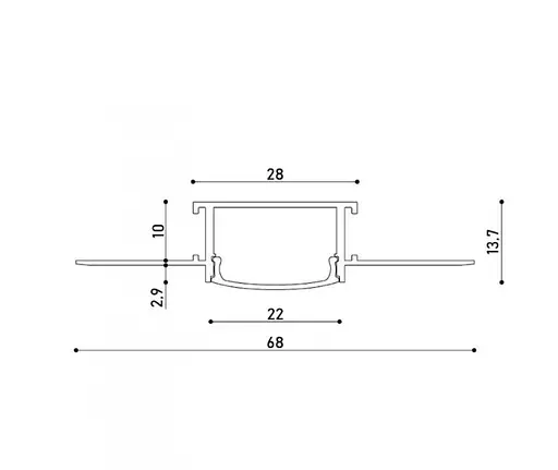 LED профіль врізний під шпаклівку з розсіювачем PC, 3м KLOODI KLP2110TR 3 - фото 2