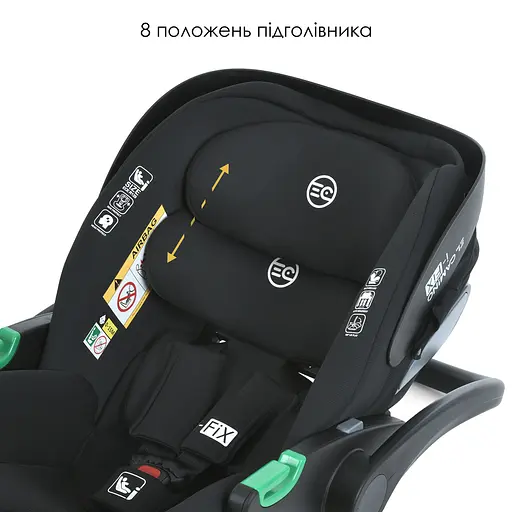 Автокрісло ME 1110 i-FIX Moon Black, i-SIZE R129, 40-87 см, регулювання, ISOFIX, Чорне - фото 8