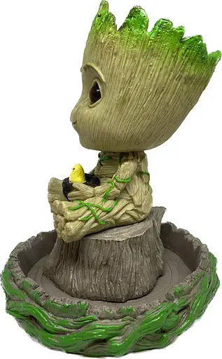 Горшочек для вазонов и канцелярии Грут Groot G9 Малыш с птенцом + подставка пень - фото 3