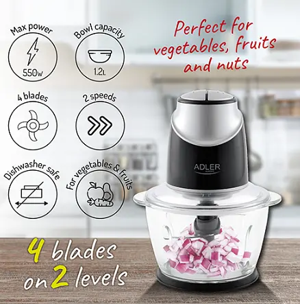 Измельчитель-чоппер со стеклянной чашей Adler AD 4082 - фото 7