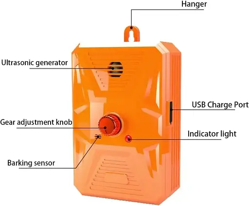 Антилай устройство против лая Queenmew, 3 ультразвуковых режима с регулируемой частотой оранжевый - фото 4