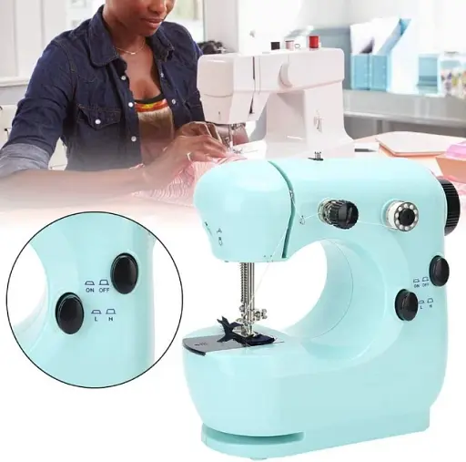 Мини швейная машинка Zerodis, портативная, бытовая, электрическая, для шитья, 4 в 1, с 2 режимами скоростей, с педалью, бирюзовая, JYS - фото 5