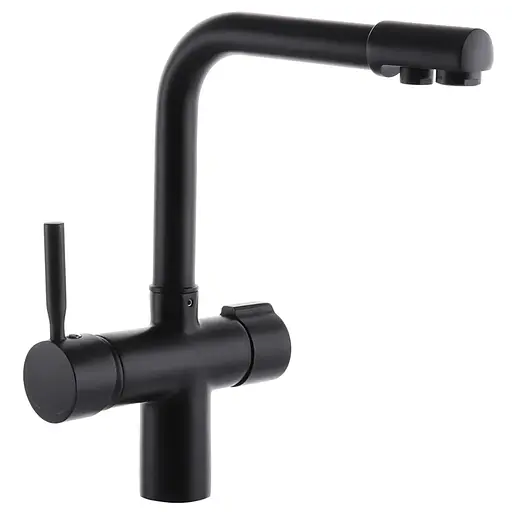 Змішувач для кухні на дві води Haiba Hans 021 HB0820 Чорний матовий - фото 1