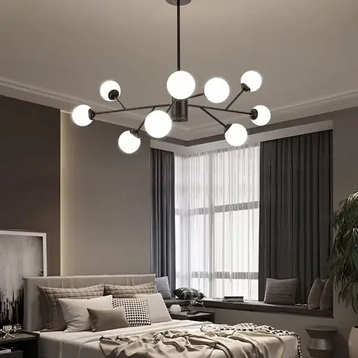 Потолочная люстра в черном корпусе на 9 белых плафонов Ø 100 см Ст. AOC 19/9 BK G9 Line F - фото 1