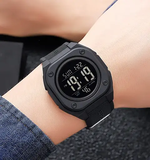 Годинник чоловічий наручний спортивний Skmei 2160 (Чорний з чорним циферблатом) - фото 5