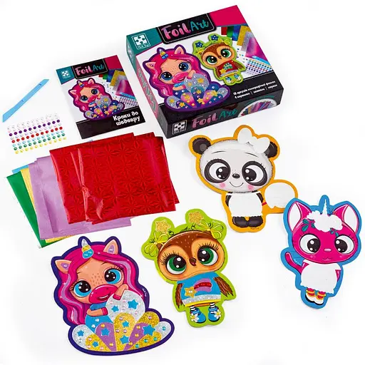 Набір для творчості "Foil Art Чарівні тварини" VT4433-10 фольга, шпатель, стрази - фото 2