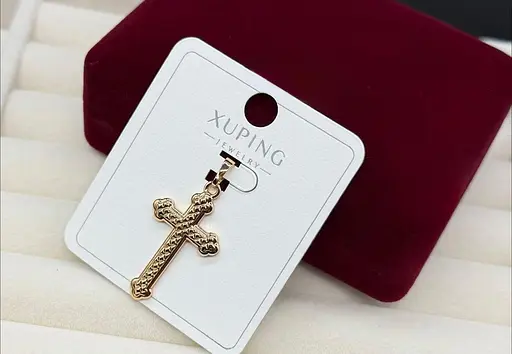 Жіночий хрест із медичного золота Xuping під золото гіпоалергенний кулон підвіска хрестик гіпоалергенний - фото 1