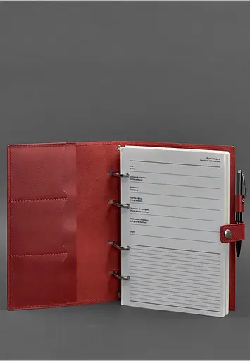 Шкіряний блокнот з датованим блоком (Софт-бук) 9.1 червоний - фото 3