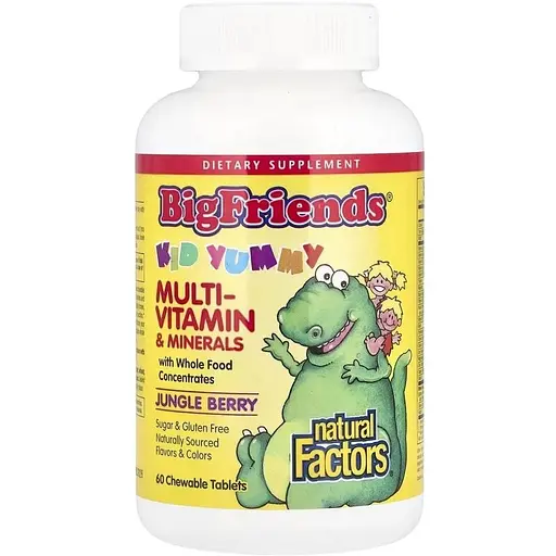 Мультивітаміни для дітей Natural Factors Big Friends Multi-Vitamin & Minerals, 60 жувальних таблеток