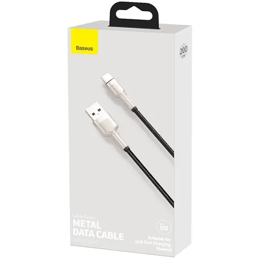 Дата кабель Baseus Cafule Metal Data USB to Type-C 66W (2m) (CAKF0002) Black - фото 5