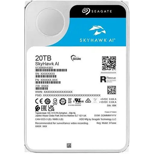 Накопитель HDD - жесткий диск Seagate SkyHawk AI Surveillance 7200rpm 256MB SATA 20.0TB (ST20000VE002) - фото 3