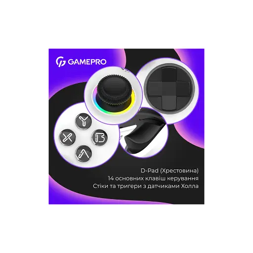 Геймпад GamePro GPX13W 2.4G/BT 5.1/USB/PC/iOS/Android RGB White (GPX13W) - фото 9