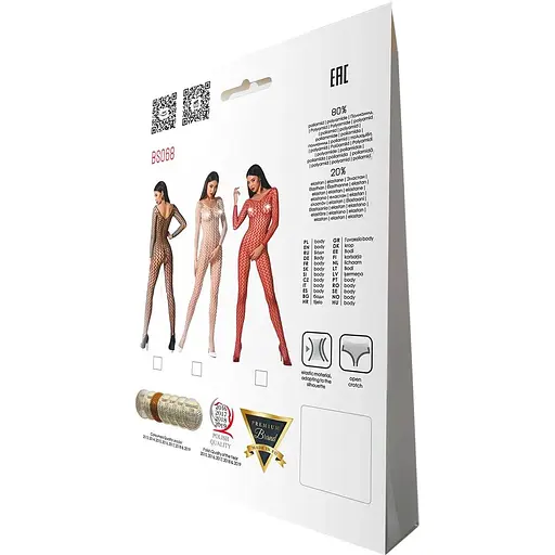 Бодістокінг Passion BS068 Black, комбінезон, велика сітка, довгий рукав - фото 8