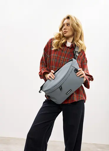 Женская сумка-бананка под ноутбук Sambag Urban Laptop голубая 46×26 см (51411010) - фото 2