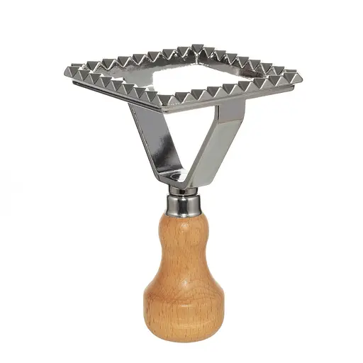 Форма вирубука для пельменів, равіолі, вареників, печива з дерев'яною ручкою квадратна 7х7 см, Kamille 87011 - фото 1