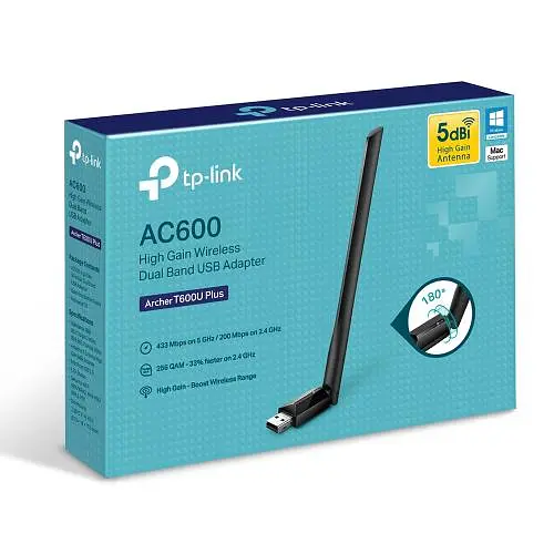 Мережевий адаптер USB TP-Link Archer T600U Plus Black 5GHz/2.4GHz AC600 433/200 Мбіт/с 5 dBi USB 2.0 - фото 4