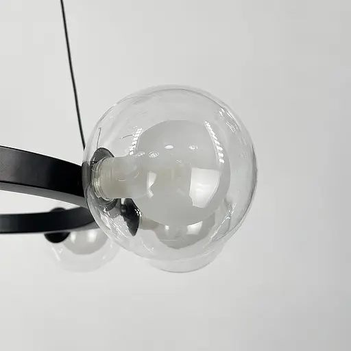 Кольцевая черная люстра с 8 двойными плафонами Ø 50 см Ст. MJ 207/8 BK Line F - фото 2