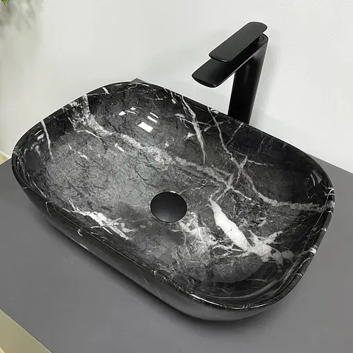 Умивальник VBI Ravenna black opal glossy накладний VBI-011225, Чорний - фото 1