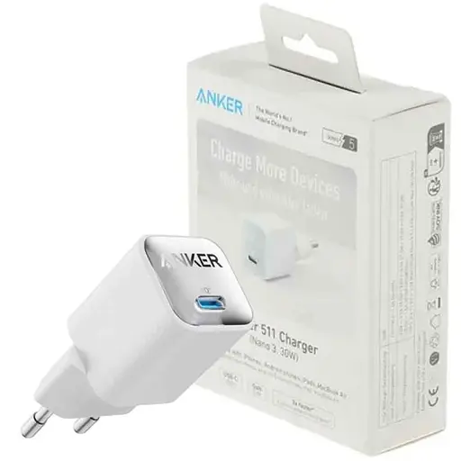 Зарядний пристрій адаптер Anker PowerPort 511 Nano 3 30 W (1 Port USB-C) A2147G21 біле - фото 3
