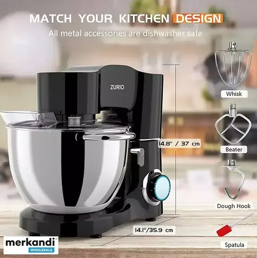 Кухонный комбайн Zurio планетарный тестомес 1500 Вт SM-1550x Чаша 8 л Black - фото 2