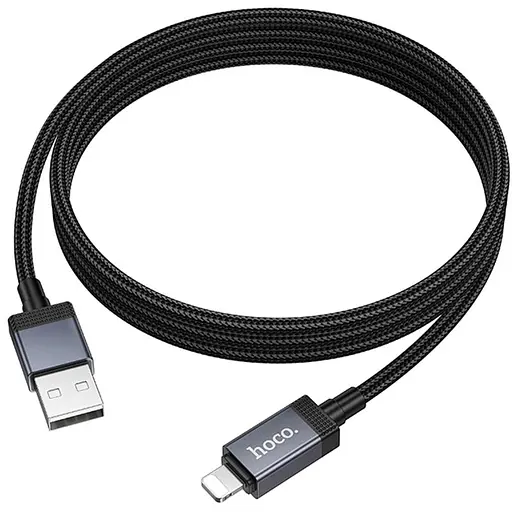 Дата кабель Hoco X118 Generous with display USB to Lightning 2.4A (1m) Black - фото 5